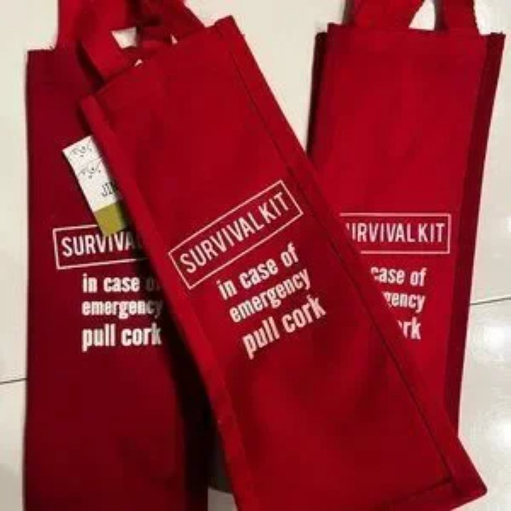 Wine Bags (THREE Sturdy / 100% Cotton / Canvas-Like) (new with‎ tags) (h/x)